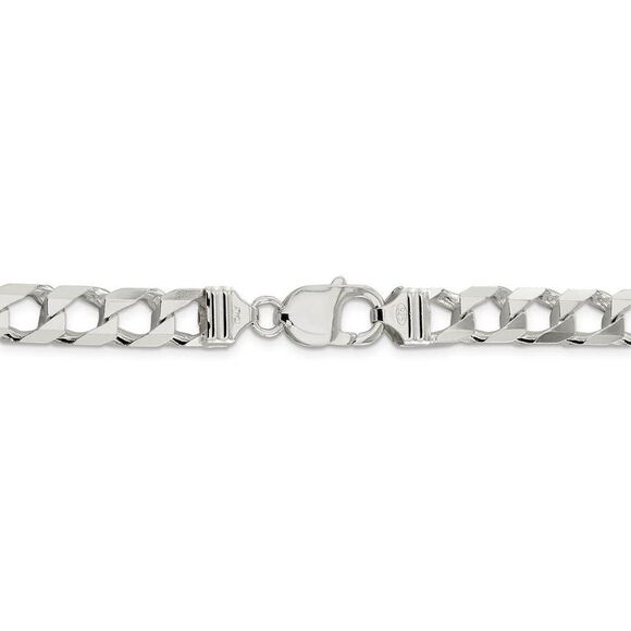 Men's 8.5mm Sterling Silver Flat Square Curb Chain Necklace, 22 Inch